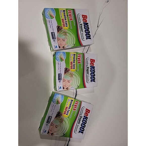 NEW 3 Pack BeKool Fever Cooling Gel Vapor Sheets 4 Ct Each Last Up To 8 Hours - Picture 1 of 4